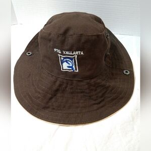 Puerto Vallarta Sun Hat Brown Tan Embroidered One Size OS Adult Unisex